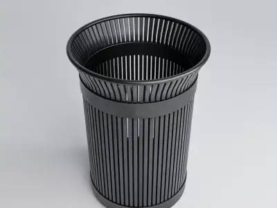 Steel Waste Bin Low-poly 3D model
