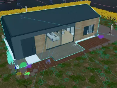 Modern Single-Story House 3D Exterior Rendering 3D model