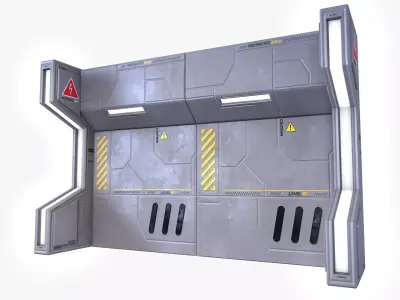 Sci-Fi Modular Wall Low Poly Low-poly 3D model