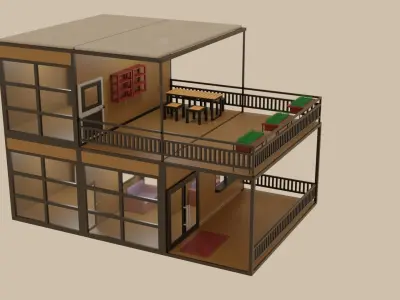 Prefab House Design Free low-poly 3D model
