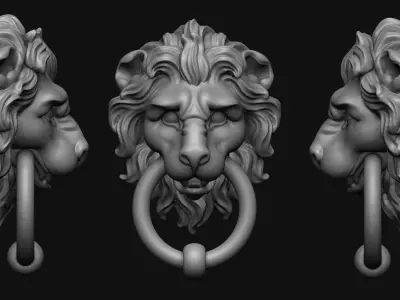 Lion Door Knocker 3d print model 3D print model