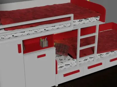 Modern Bunk Bed 3D model