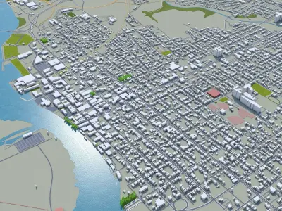Wilmington North Carolina USA 25km Low-poly 3D model