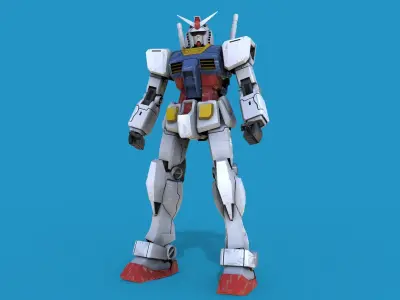Gundam RX-78 Low-poly 3D model