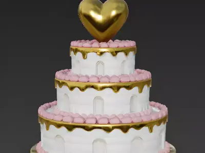  Wedding Cake Tower 3D Model Low-poly 3D model