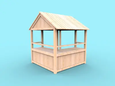 Wooden stand shed stall market version 2 3D model