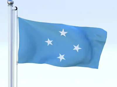 Animated Federated States of Micronesia Flag Low-poly 3D model