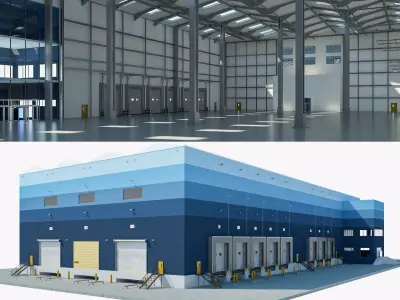 Warehouse Logistic interior and exterior 3D model