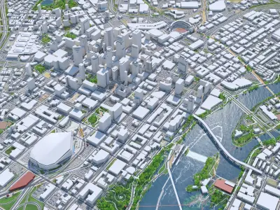 Minneapolis Downtown Minnesota USA Low-poly 3D model
