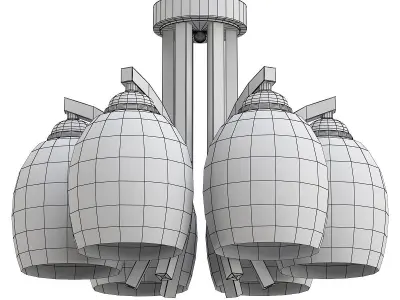 globo-till-60214-5 six light semi-flush fixture with glass sh... 3D model