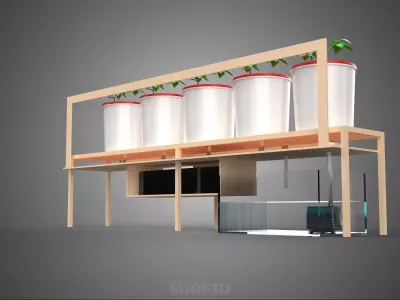 IOT PLANT POT RECIRCULATING HYDROPONIC DUTCH BUCKET SYSTEM SETUP 3D model