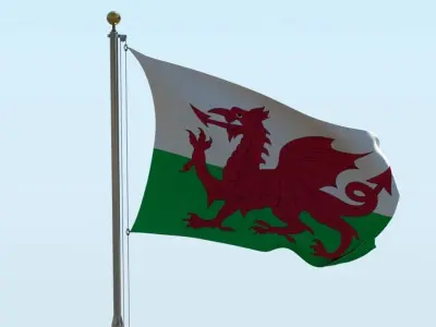 Animated Wales Flag  3D model