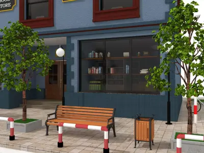 Book Store - Library Low-poly 3D model