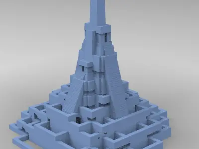 Aztec Ritual Maze With Pyramid 4 3D model