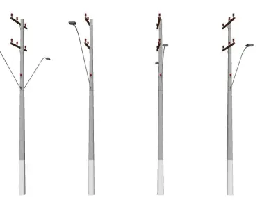 Concrete Lamp Post - Light Pole - Street Light - Group 11 3D model