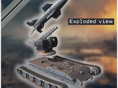 E-100 mit Raketenwerfer V-4 Boden-Boden Rakete rear version Entw 3D print model