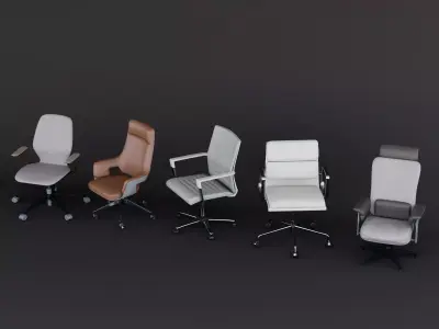 Collection of modern office chair 3D models Low-poly 3D model