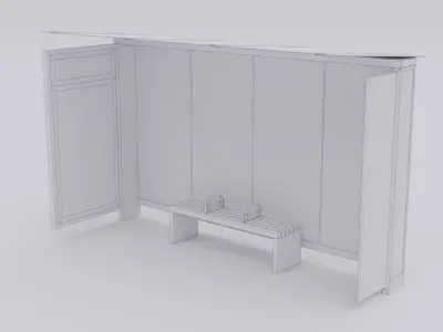 Bus Shelter - Low poly PBR Low-poly 3D model