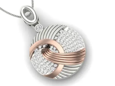 pendant rose gold with diamond in middle 3D print model