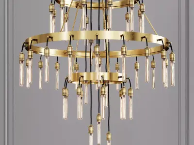 Restoration Hardware AXIS 3-TIER CHANDELIER 48 Brass 3D model