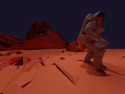 Mars Terrain and Astronaut Animation 3D model