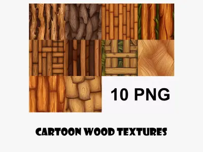 Cartoon Wood Textures Pack 48 - 10x PNG  Texture
