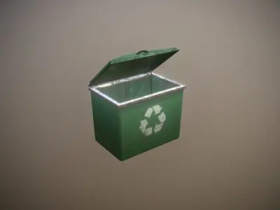 Green Trash Container low poly game ready Low-poly 3D model