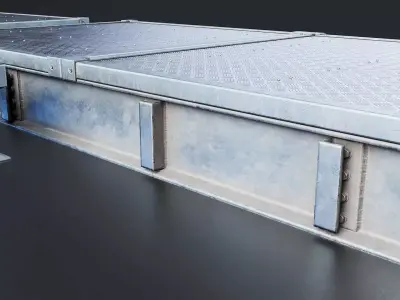 Modular Industrial Metal Floor Panels Low-poly 3D model