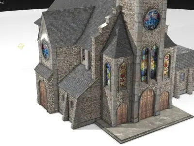 Medieval Church Low-poly 3D model