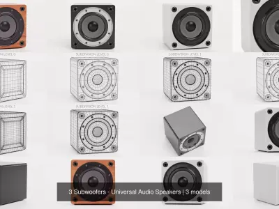 3 Subwoofers - Universal Audio Speakers 3D Model Pack