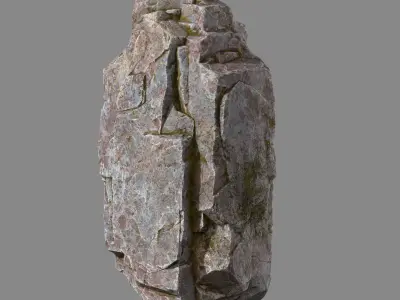 Mossy rock Low-poly 3D model