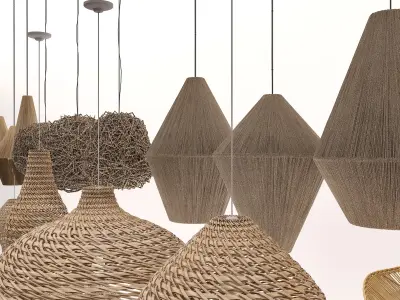 Wabi - sabi Boho pendant light collection 2 3D model