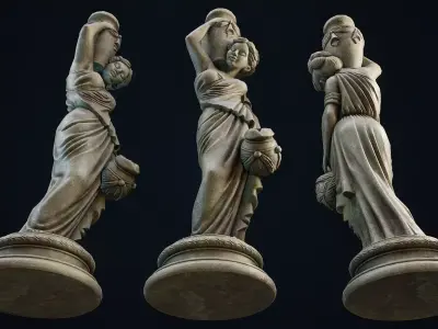 Garden Statue 3 PBR Low-poly 3D model