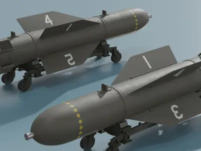  2000 Pound Tactical Bomb On Support Cart 