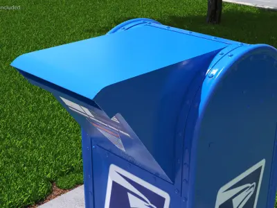 Blue Metal US Mailbox 3D model