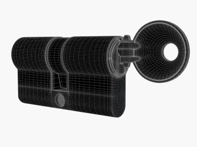 Euro Profile Cylinder Barrel Lock with key 3D model