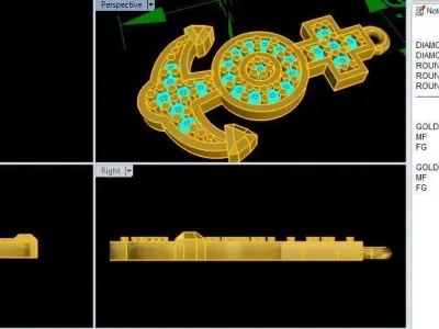 CHARM gold symbol with lights 3D print model