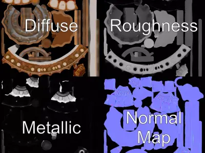 Ornate Gold Door Knob model pack Low-poly 3D model