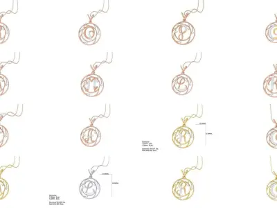 26 Alphabet Letters Diamond Pendant Necklace 3dm stl obj gltf 3D Model Pack