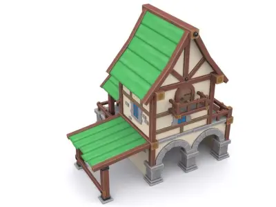 cartoon house Low-poly 3D model 10
