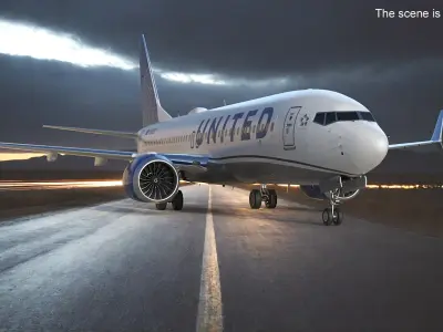  United Airlines Boeing 737 Max 8 Rigged for Maya 