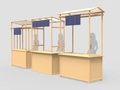 Asian Wooden Food Stands 3D model
