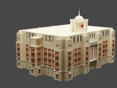 China Bank Architecture Building Construction  Low-poly 3D model