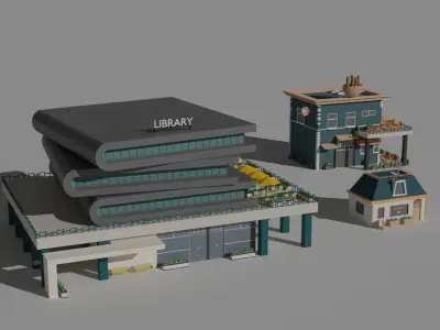 Low Poly Set of Three 3D Model Pack