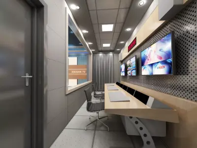 live broadcast studio Low-poly 3D model