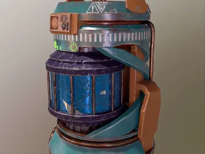 sci-fi barrel Low-poly 3D model 4