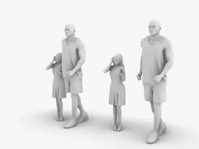 Father and daughter 3D print model