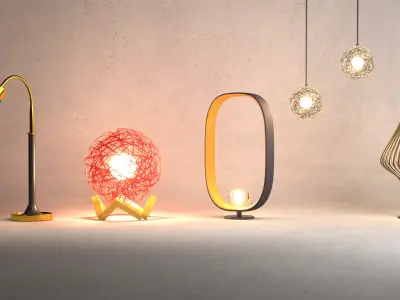 Set of Lamps Low-poly 3D model