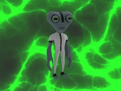 Alien aliens in space - light Low-poly 3D model