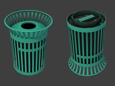 New York Trash Can Low-poly 3D model